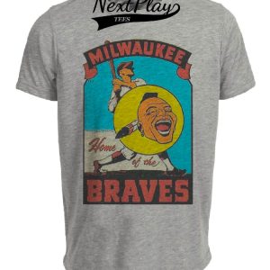 Milwaukee Braves Retro Baseball 1957 Artwork Heather Gray Sublimated T-Shirt