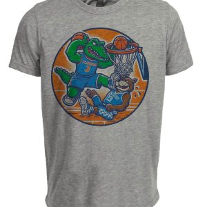 Florida Gators vs. Kentucky Wildcats Retro Rivalry Basketball Artwork Heather Gray Sublimated T-Shirt