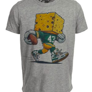 Green Bay Packers Retro Football Mascot Artwork Heather Gray Sublimated T-Shirt