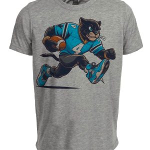 Carolina Panthers Retro Football Mascot Artwork Heather Gray Sublimated T-Shirt