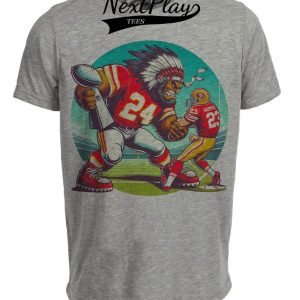 Kansas City Chiefs vs. San Francisco 49ers Retro Rivalry Super Bowl Champs Football Artwork Heather Gray Sublimated T-Shirt