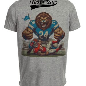 Detroit Lions vs. Tampa Bay Buccaneers Retro Rivalry Football Mascot 1992 Artwork Heather Gray Sublimated T-Shirt