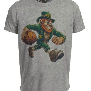 Notre Dame Fighting Irish Vintage Basketball Mascot Artwork Heather Gray Sublimated T-Shirt