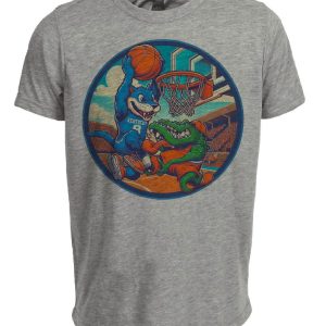 Kentucky Wildcats vs. Florida Gators Retro Rivalry Basketball 1990 Artwork Heather Gray Sublimated T-Shirt