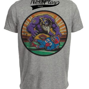 Baltimore Ravens vs. Buffalo Bills Retro Rivalry Football Mascot 1997 Artwork Heather Gray Sublimated T-Shirt