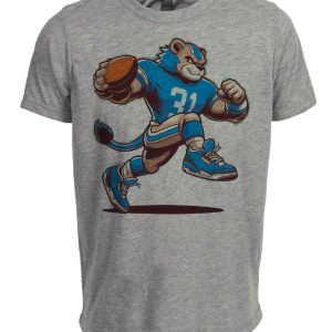 Detrioit Lions Vintage Retro Football Mascot Artwork Heather Gray Sublimated T-Shirt