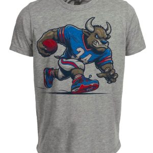 Buffalo Bills Vintage Retro Football Mascot Artwork Heather Gray Sublimated T-Shirt