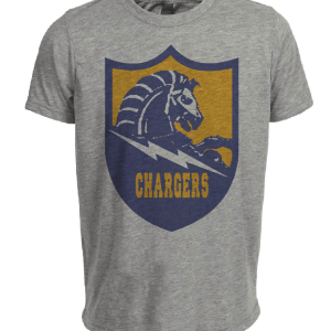 Los Angeles Chargers Retro Football 1975 Artwork Heather Gray Sublimated T-Shirt
