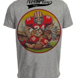 San Francisco 49ers vs. Kansas City Chiefs Retro Rivalry Football Circle Mascots Artwork Heather Gray Sublimated T-Shirt
