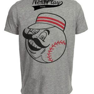 Cincinnati Reds Vintage Baseball Mascot 1954 Artwork Heather Gray Sublimated T-Shirt
