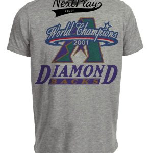 Arizona Diamondbacks Vintage World Series Champions Baseball 2001 Artwork Heather Gray Sublimated T-Shirt