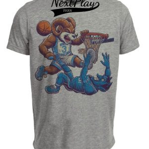North Carolina Tar Heels vs. Duke Blue Devils Retro Rivalry Basketball Mascot 1999 Artwork Heather Gray Sublimated T-Shirt