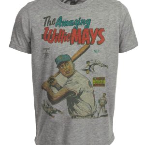 New York Giants Retro Mays Baseball 1955 Artwork Heather Gray Sublimated T-Shirt