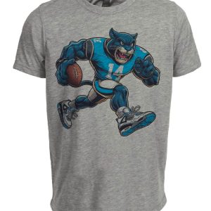 Carolina Panthers Classic Retro Football Mascot Artwork Heather Gray Sublimated T-Shirt