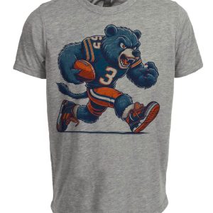 Chicago Bears Classic Retro Football Mascot Artwork Heather Gray Sublimated T-Shirt