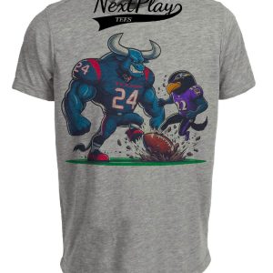Houston Texans vs. Baltimore Ravens Retro Rivalry Football Vintage Artwork Heather Gray Sublimated T-Shirt