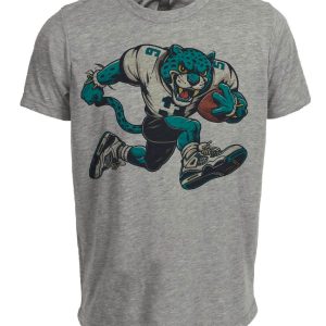 Jacksonville Jaguars Classic Retro Football Mascot Artwork Heather Gray Sublimated T-Shirt