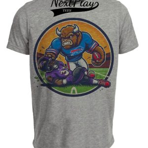 Buffalo Bills vs. Baltimore Ravens Retro Rivalry Football Mascot 1999 Artwork Heather Gray Sublimated T-Shirt