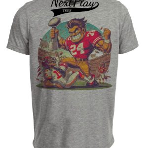 San Francisco 49ers vs. Kansas City Chiefs Retro Rivalry Super Bowl Champs Football Artwork Heather Gray Sublimated T-Shirt