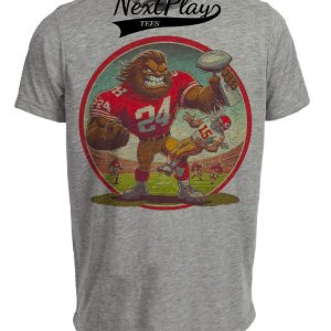 San Francisco 49ers vs. Kansas City Chiefs Retro Rivalry Super Bowl Champs Football Artwork Heather Gray Sublimated T-Shirt