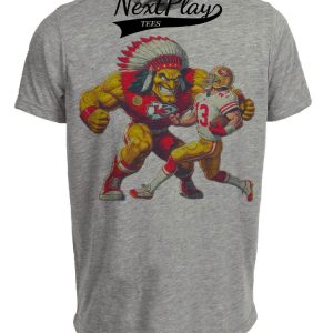 Kansas City Chiefs vs. San Francisco 49ers Retro Rivalry Football Battle Mascot Artwork Heather Gray Sublimated T-Shirt