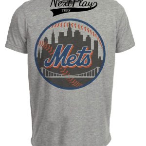 New York Mets Retro Baseball 1999 Artwork Heather Gray Sublimated T-Shirt