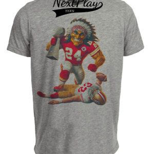 Kansas City Chiefs vs. San Francisco 49ers Retro Rivalry Super Bowl Champs Football Artwork Heather Gray Sublimated T-Shirt