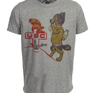 Washington Huskies vs. USC Trojans Retro Rivalry Mascot 1958 Artwork Heather Gray Sublimated T-Shirt
