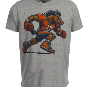 Denver Broncos Vintage Retro Football Mascot Artwork Heather Gray Sublimated T-Shirt