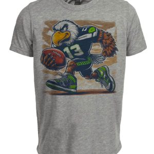 Seattle Seahawks Vintage Retro Football Mascot Artwork Heather Gray Sublimated T-Shirt