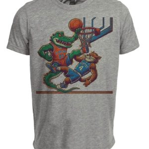 Florida Gators vs. Kentucky Wildcats Retro Rivalry Basketball 1985 Artwork Heather Gray Sublimated T-Shirt