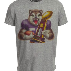 Washington Huskies Retro Mascot National Football Championship Artwork Heather Gray Sublimated T-Shirt