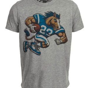 Indianapolis Colts Retro Football Mascot Artwork Heather Gray Sublimated T-Shirt
