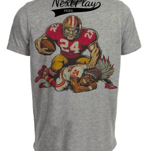 San Francisco 49ers vs. Kansas City Chiefs Retro Rivalry Football Mascot 1988 Artwork Heather Gray Sublimated T-Shirt