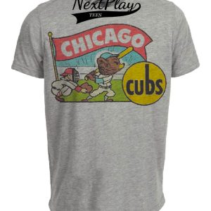 Chicago Cubs Retro Baseball 1950 Artwork Heather Gray Sublimated T-Shirt