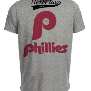Philadelphia Phillies Vintage Baseball 1970 Artwork Heather Gray Sublimated T-Shirt