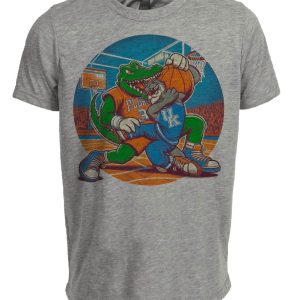 Florida Gators vs. Kentucky Wildcats Retro Rivalry Basketball 1998 Artwork Heather Gray Sublimated T-Shirt