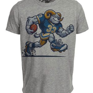 Los Angeles Rams Retro Football Mascot Artwork Heather Gray Sublimated T-Shirt