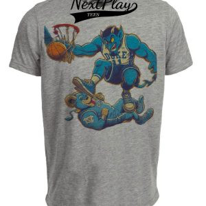 Duke Blue Devils vs. North Carolina Tar Heels Retro Rivalry Basketball 1991 Artwork Heather Gray Sublimated T-Shirt