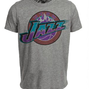 Utah Jazz Retro Basketball 1995 Artwork Heather Gray Sublimated T-Shirt