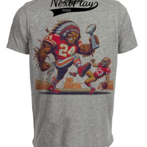 Kansas City Chiefs vs. San Francisco 49ers Retro Rivalry Super Bowl Champs Football Artwork Heather Gray Sublimated T-Shirt