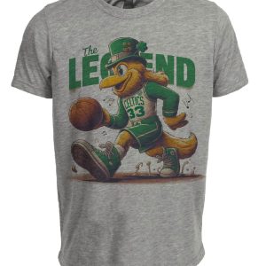 Boston Celtics Retro The Legend Bird Mascot Basketball 1989 Artwork Heather Gray Sublimated T-Shirt