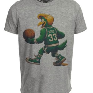Boston Celtics Retro Bird Mascot Basketball 1987 Artwork Heather Gray Sublimated T-Shirt