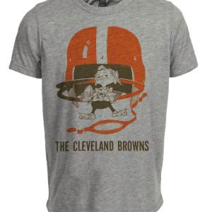 Cleveland Browns Retro Football Helmet Brownie the Elf Mascot 1957 Artwork Heather Gray Sublimated T-Shirt