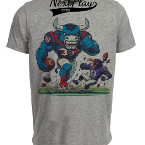 Houston Texans vs. Baltimore Ravens Retro Rivalry Football Mascot Artwork Heather Gray Sublimated T-Shirt