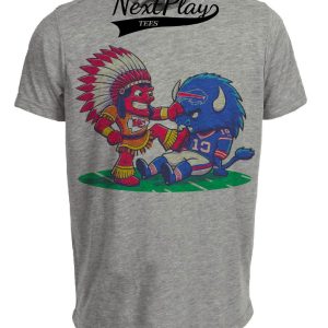 Kansas City Chiefs vs. Buffalo Bills Retro Rivalry Football Artwork Heather Gray Sublimated T-Shirt