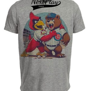 St. Louis Cardinals vs. Chicago Cubs Retro Rivalry Baseball 1987 Artwork Heather Gray Sublimated T-Shirt