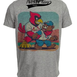 St. Louis Cardinals vs. Chicago Cubs Retro Rivalry Baseball 1985 Artwork Heather Gray Sublimated T-Shirt