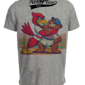 St. Louis Cardinals vs. Chicago Cubs Retro Rivalry Baseball 1992 Artwork Heather Gray Sublimated T-Shirt