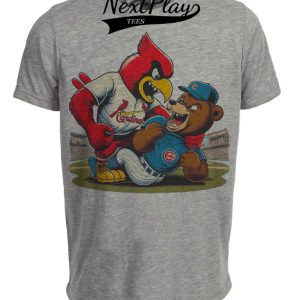 St. Louis Cardinals vs. Chicago Cubs Retro Rivalry Baseball 1998 Artwork Heather Gray Sublimated T-Shirt